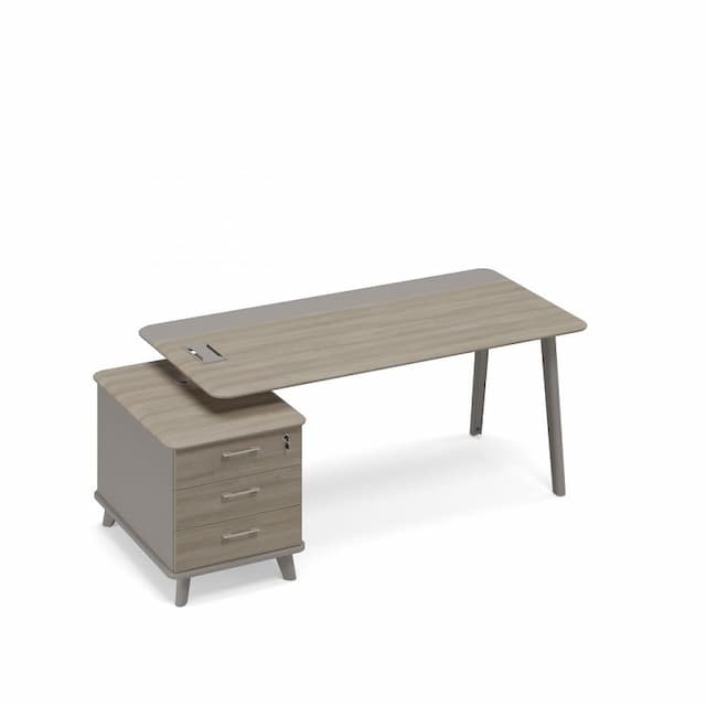 Стол руководителя комбинированный левый на тумбе малой (тип 1) Юнитекс ТМ М1 105 МП ВЛ/МП ВЛ мокко премиум (корпус) / вяз либерти (столешница, топ, фасад)