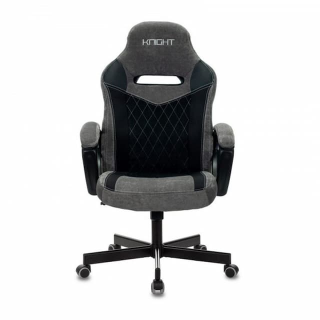 Кресло игровое Zombie VIKING 6 KNIGHT Fabric серый/черный с подголов. крестов. металл