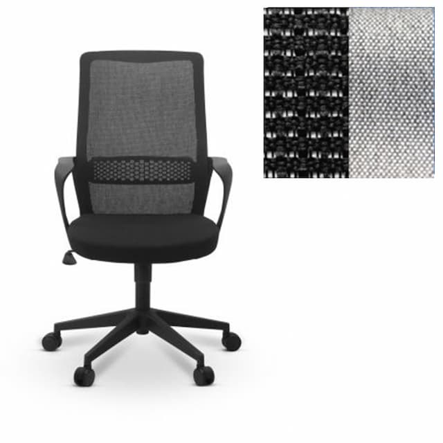 Офисное кресло для персонала Юнитекс Space сетка YM/ткань Luna черная/светло-серая