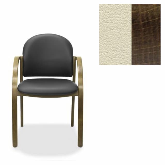 Офисный стул Юнитекс Джуно экокожа премиум светло-бежевая CN1112/дерево-тёмный орех аида