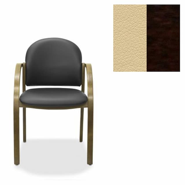 Офисный стул Юнитекс Джуно экокожа премиум бежевая CN1123/дерево-венге