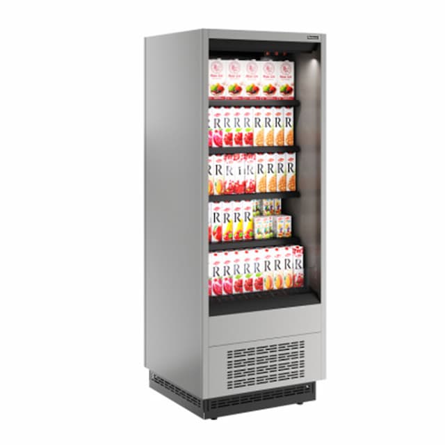 Витрина холодильная Carboma FC20-07 VM 0,6-2 0300 боковина металлическая (9006-9005) Cube 2 открытая