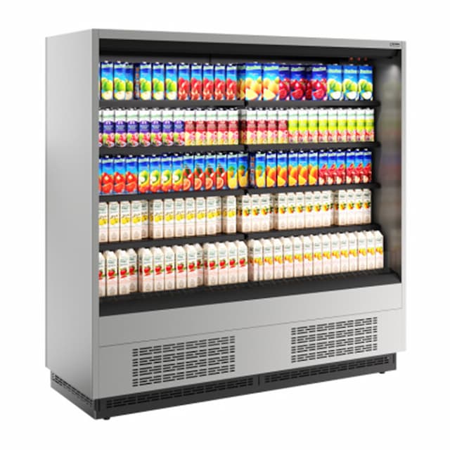 Витрина холодильная Carboma FC20-07 VM 2,5-2 0030 боковина металлическая с зеркалом (9006-9005) Cube 2 открытая