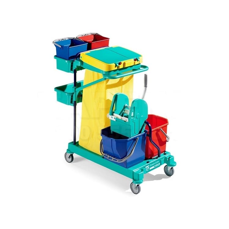 Тележка TTS GREEN 160, ведра 2x15л и 2x6л, отжим Тес, держат. мешка 120л, колеса 100 мм