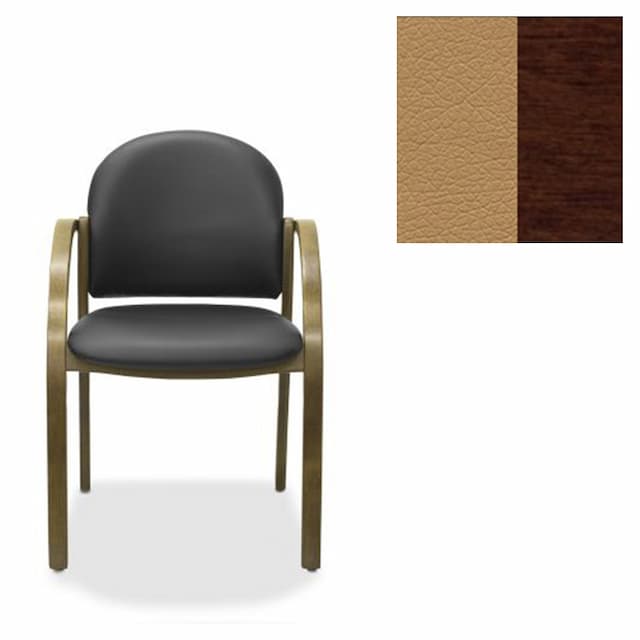 Офисный стул Юнитекс Джуно экокожа премиум темно-бежевая CN1121/дерево-орех гамильтон